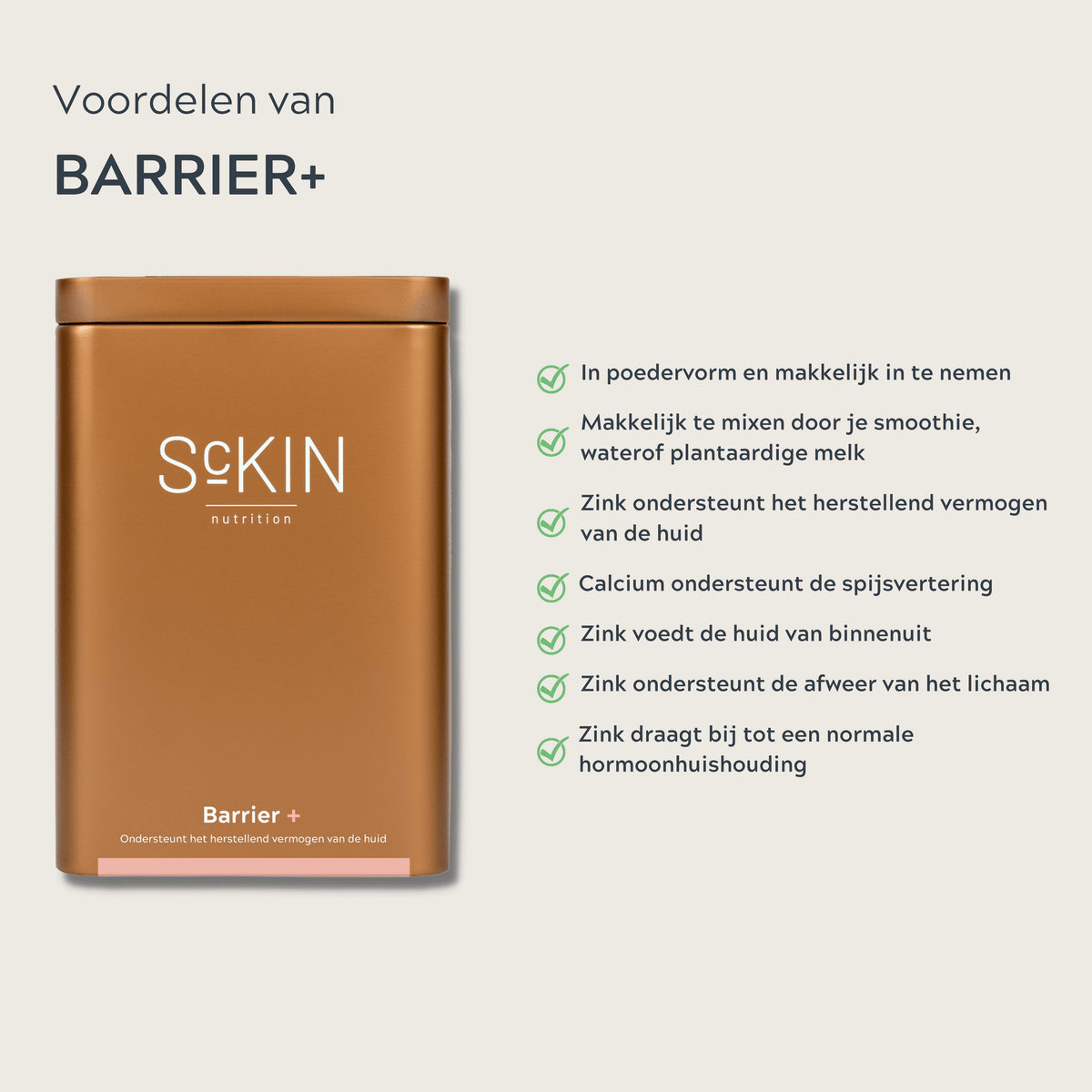 Barrier + supplementen voor droge huid